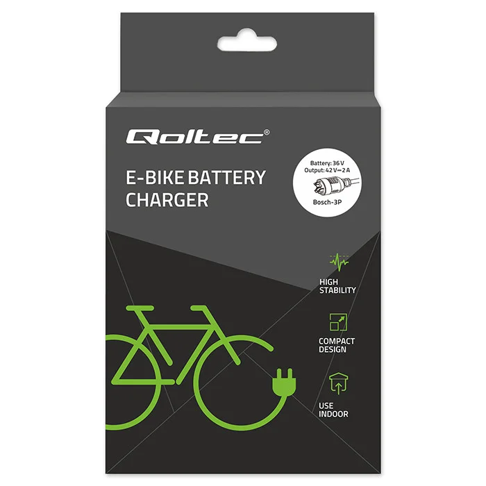 Laadija elektrirattale 36V | 42V | 2A | Bosch 3-pin pistik + toitekaabel 52613