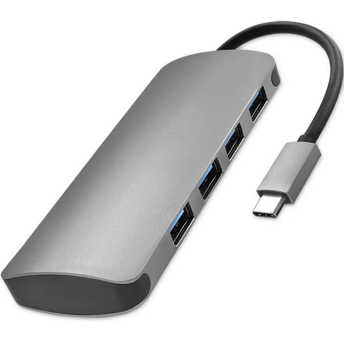 Qoltec hub adapter USB-C 3.1 5in1 | 4x USB 3.0 | DC 50379 