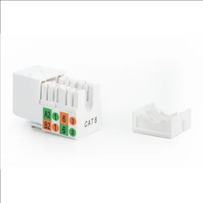Class E CAT 6 Keystone Jack | DN-93601 | Unshielded RJ45 to LSA | Cable installation via LSA strips, color coded according to EIA/TIA 568 A & B, The Cat 6 keystone module supports transmission speeds of up to 1 GBit/s & 250 MHz 