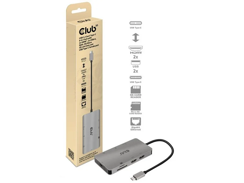 CLUB 3D USB 3.2 GEN1 TYPE-C 8 IN 1 HUB 