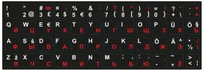 Klaviatuuri kleebid HQ. Tahtede alus: must. Tahed: RU-punane, EST-valge