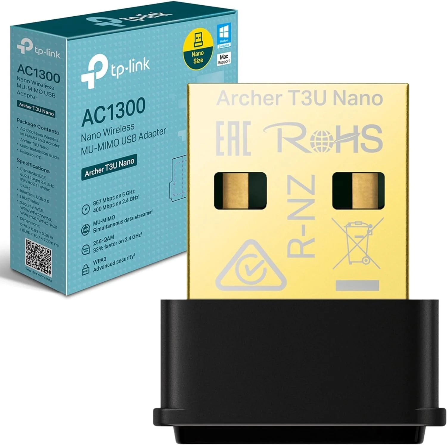 WRL ADAPTER 1300MBPS USB ARCHER T3U NANO TP-LINK