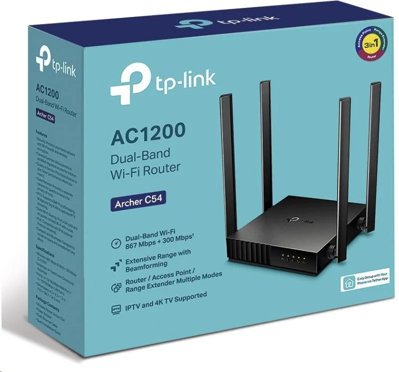 WRL ROUTER 1200MBPS 10/100M 4P DUAL BAND ARCHER C54 TP-LINK