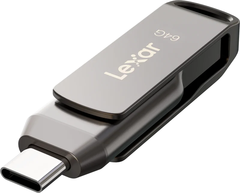 Lexar | 2-in-1 Flash Drive up to 130MB/s read | JumpDrive Dual Drive D400 | 64 GB | Type-C and Type-A USB 3.1 | Grey