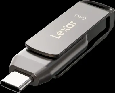 Lexar | 2-in-1 Flash Drive up to 130MB/s read | JumpDrive Dual Drive D400 | 64 GB | Type-C and Type-A USB 3.1 | Grey