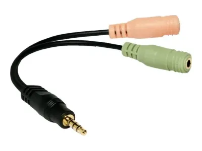 Logilink | Audio jack adapter, 4-pin, 3.5 mm stereo male to 2x 3.5mm female | 0.15 m