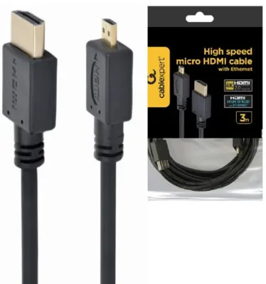 CABLE HDMI-MICRO HDMI 3M V.2.0 BLK CC- HDMID-10 GEMBIRD