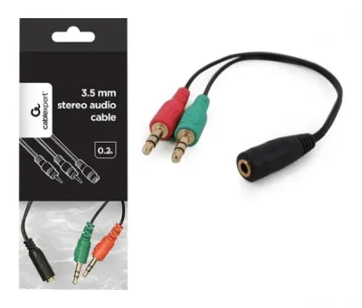 CABLE AUDIO 3.5MM SOCKET TO 2X3.5MM PLUG CCA-418 GEMBIRD