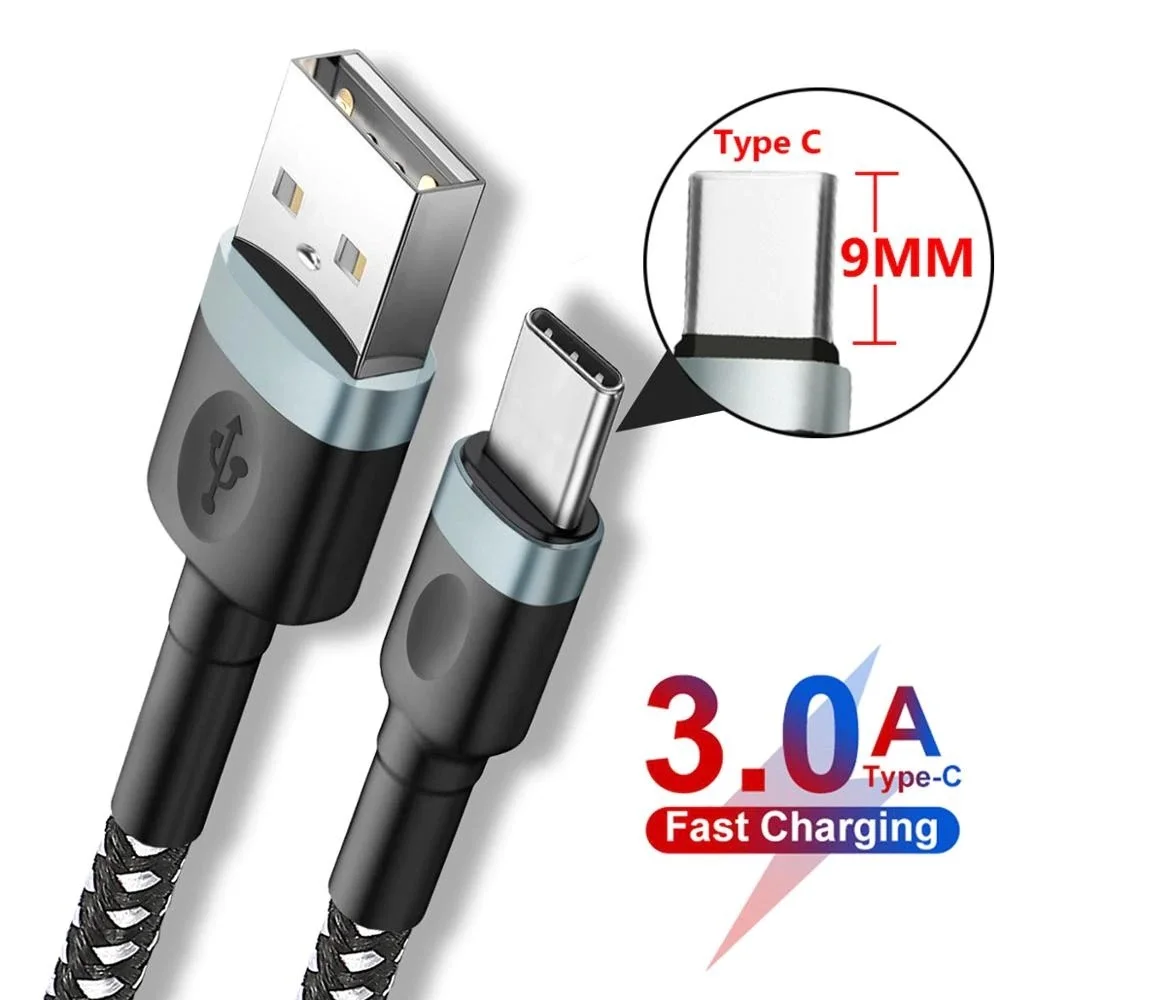 Fast Charging 3A 9mm Long USB Type C 1.5m Charger Cable for Oukitel K10 K6 Blackview P10000 BV9900 BV9600 BV6800 Pro UMIDIGI BISON 