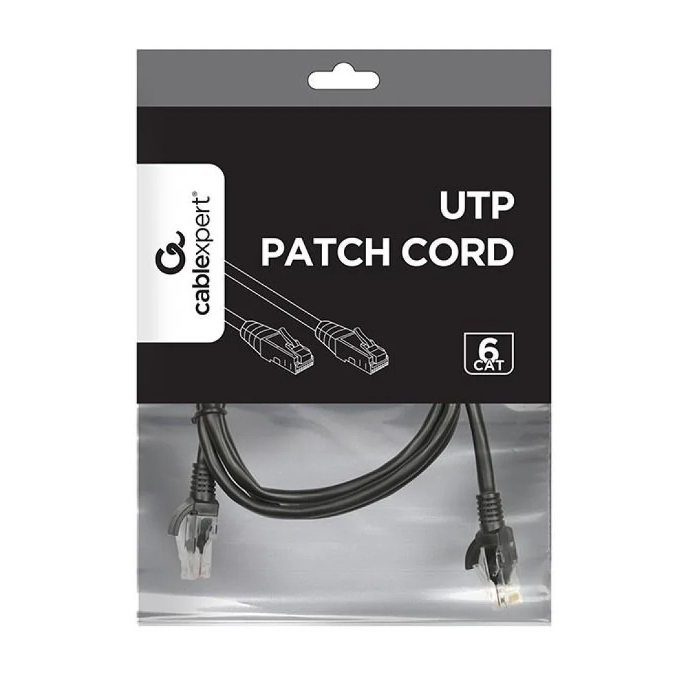 PATCH CABLE CAT6 UTP 1M black PP6U-1M GEMBIRD