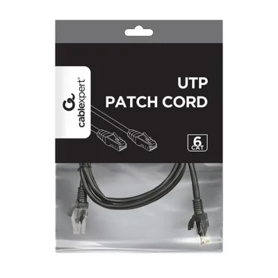 PATCH CABLE CAT6 UTP 1M black PP6U-1M GEMBIRD