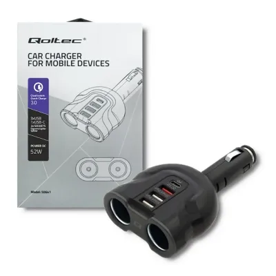 QOLTEC Car Charger 12-24V 52W 5V 2.4A