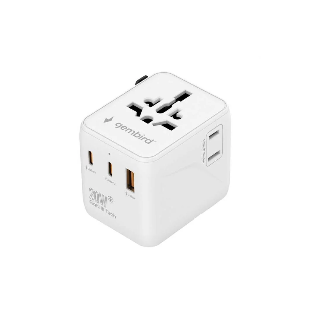 POWER ADAPTER TRAVEL 20W WHITE TPA- 1A2C20-01-W GEMBIRD reisiadapter