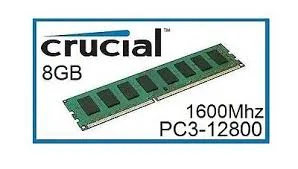 Memory Dimm 8gb Pc12800 DDR3 CT102464BD160B Crucial