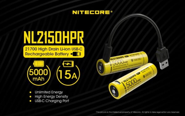 Nitecore NL2150HPR USB-C 5000mAh 21700 Li-ion aku 3.6V - Image 2