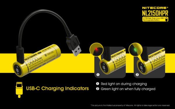 Nitecore NL2150HPR USB-C 5000mAh 21700 Li-ion aku 3.6V