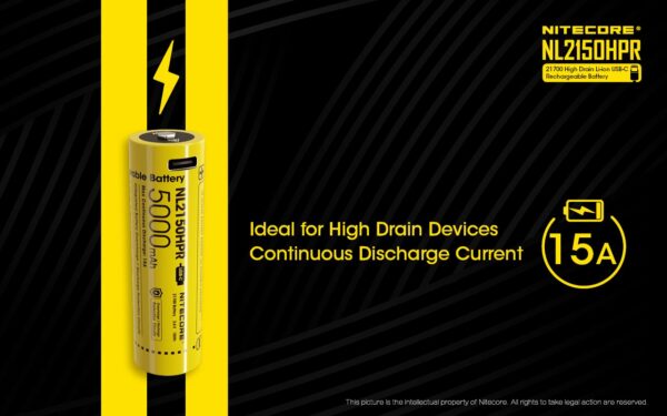 Nitecore NL2150HPR USB-C 5000mAh 21700 Li-ion aku 3.6V - Image 5