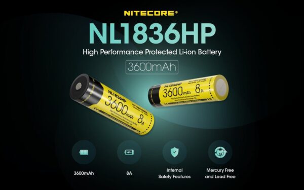 Nitecore NL1836HP 3600mAh 18650 Li-ion 8A aku 3.6V - Image 2