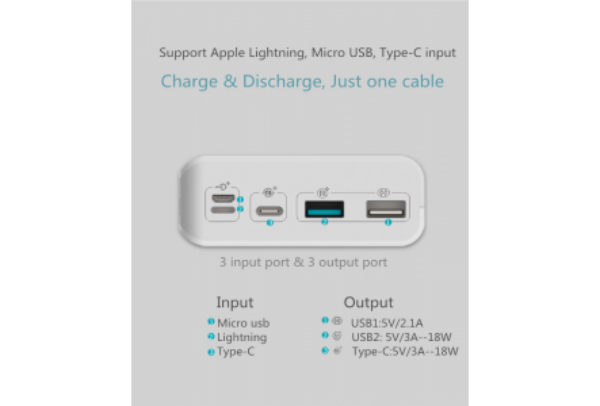 Romoss Sense 8P+ 30000mAh QC valge akupank LED ekraaniga - Image 2