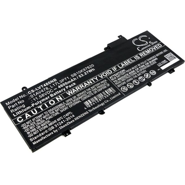 CS sülearvuti aku Lenovo 01AV478, 01AV479, L17L3P71, L17M3P71, SB10K97620, SB10K97621 11.58V 4600mAh Li-Polymer