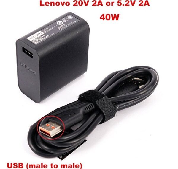 Lenovo 20V 2A 40W USB koos usb kaabliga