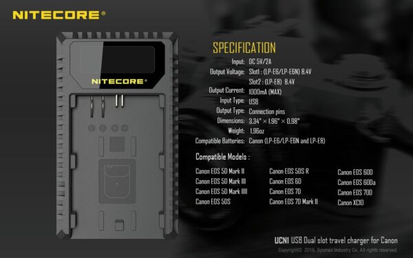 Nitecore LP-E6, LP-E6N UCN1 laadija - Image 4