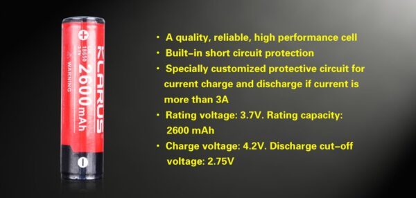 Klarus 18650 2600mAh Li-ion aku - Image 2
