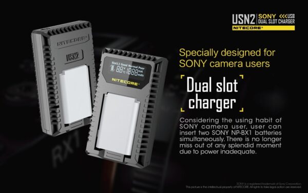 Nitecore USN2 Sony kaamera aku laadija NP-BX1 - Image 3