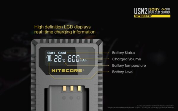 Nitecore USN2 Sony kaamera aku laadija NP-BX1 - Image 2