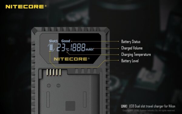 Nitecore EN-EL14 / EN-EL14a /EN-EL15 UNK1 laadija - Image 4