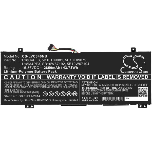 CS- sülearvuti aku Lenovo 5B10T09079, 5B10T09081,15.36V Li-Polymer 2850mAh-43.78Wh - Image 3